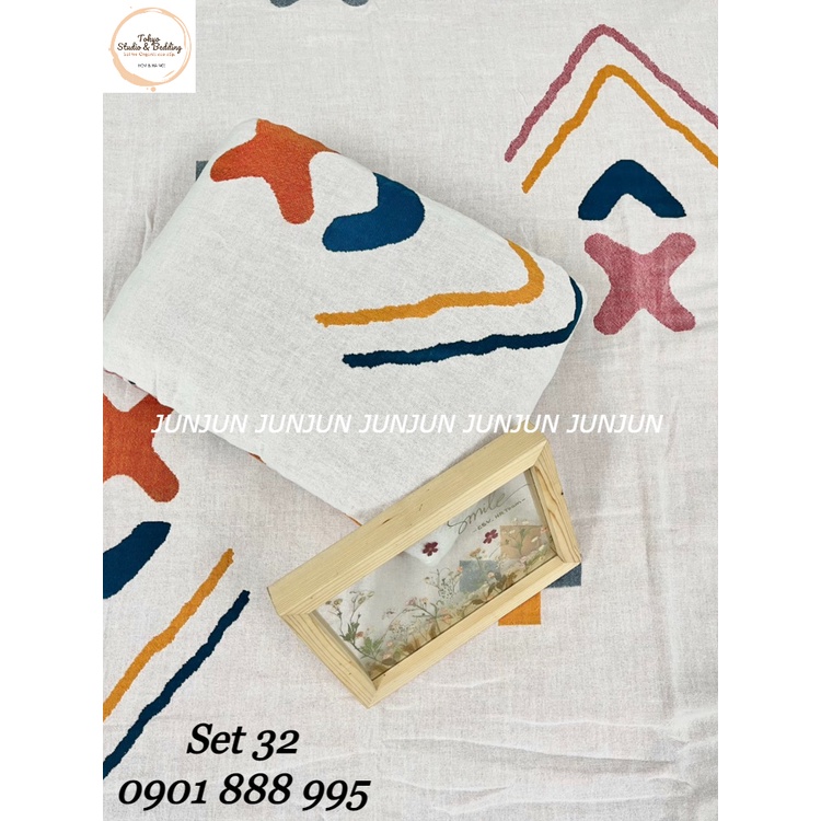 N4_SET Chăn Ga Gối vải Xô Organic cotton dòng cao cấp