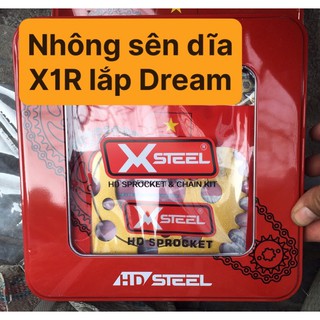 [HỘP KIM LOẠI - CHÍNH HÃNG] Bộ nhông xích đĩa nhông sên dĩa Dream hãng X1R cực bền đẹp - êm ái - BH 2 vạn - Đèn xe Việt