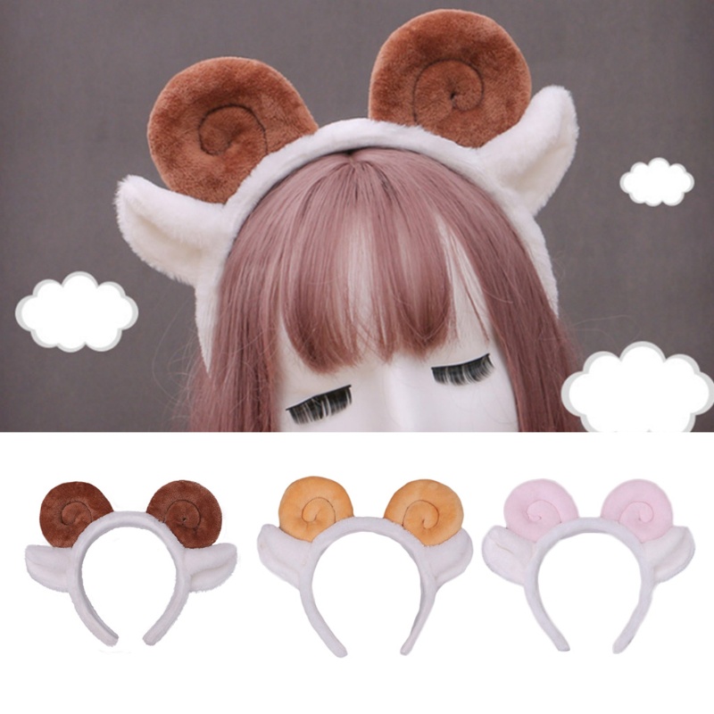 Băng Đô Tai Cừu Nhồi Bông Họa Tiết Hoạt Hình Dùng Hóa Trang