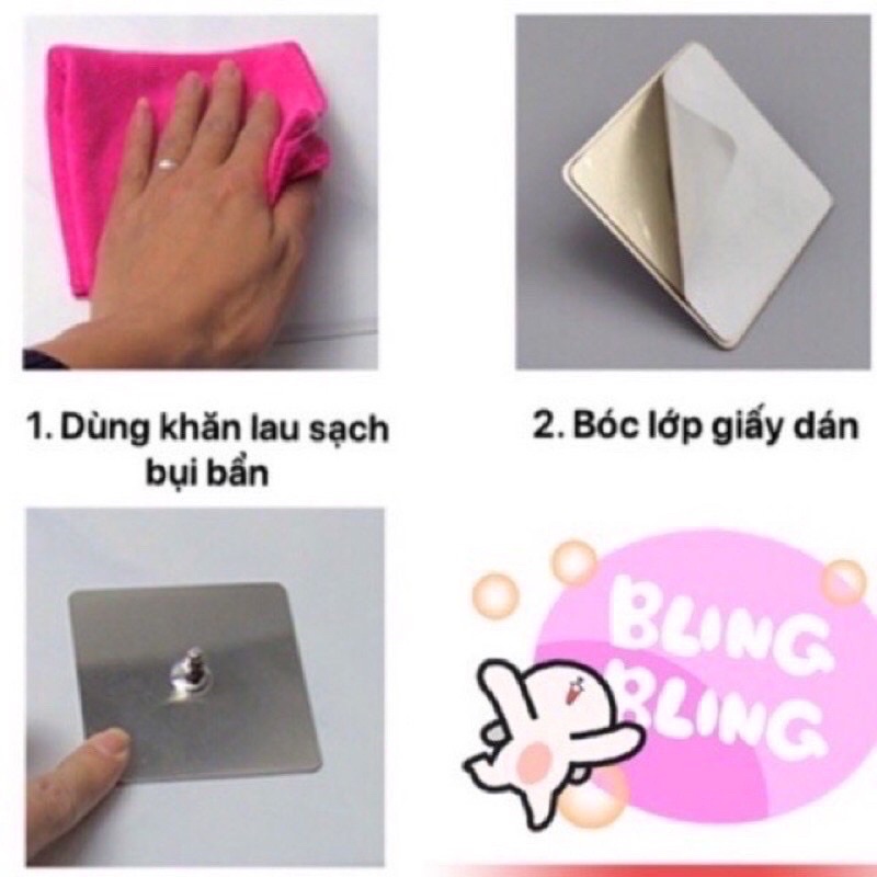 Miếng dán thanh chắn giường inox đa năng kích thước 3cm*5cm