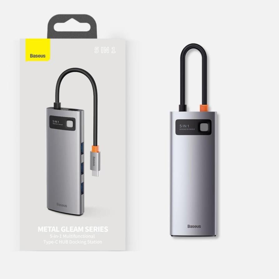 Bộ USB Hub type C Baseus Gleam 6 in 1 mở rộng USB 3.0, HDMI 4K cho laptop, và điện thoại | BigBuy360 - bigbuy360.vn