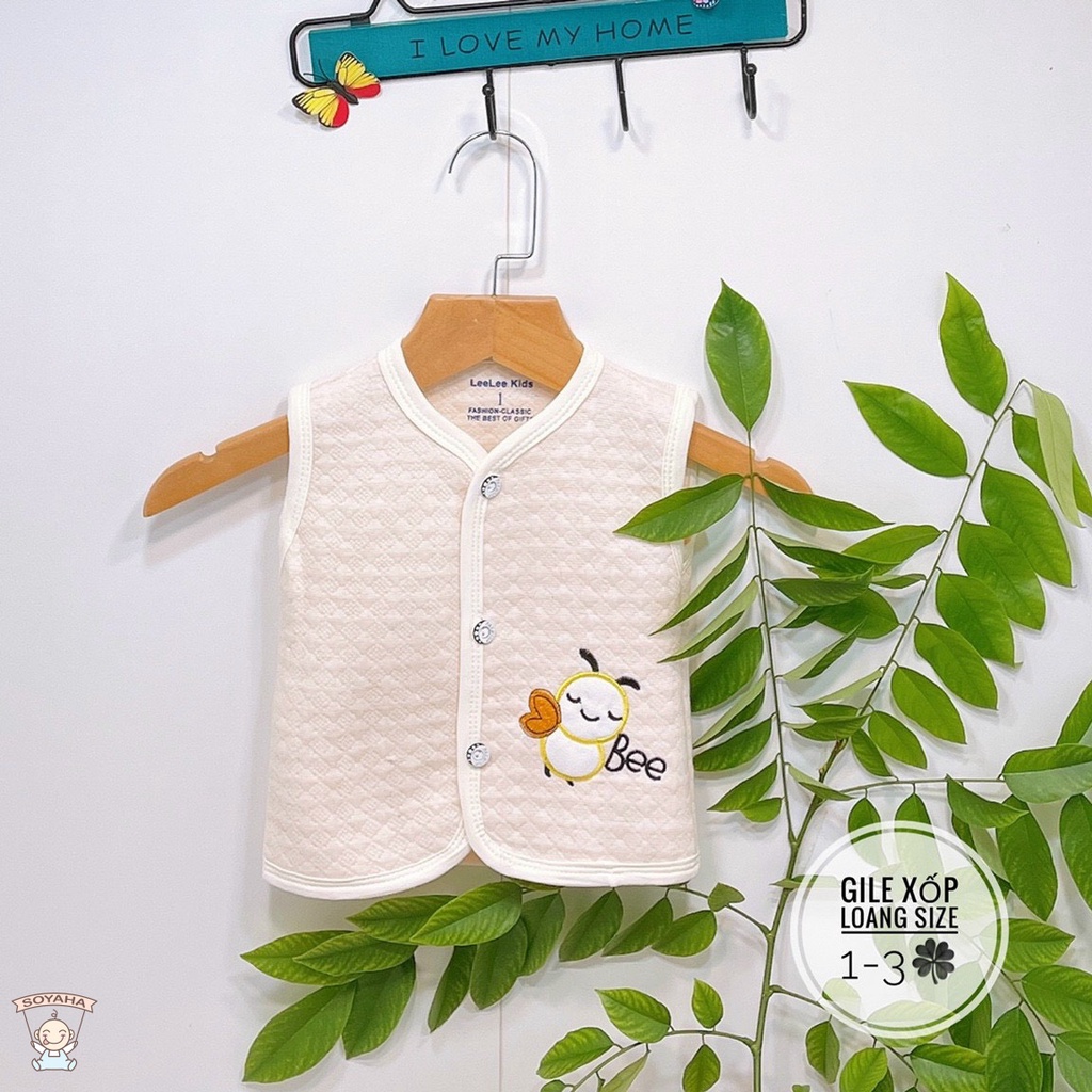 Áo Gile Nỉ Xốp Thu Đông  Bé Trai Bé Gái  Leeleekids Hình Thêu Dễ Thương GL01