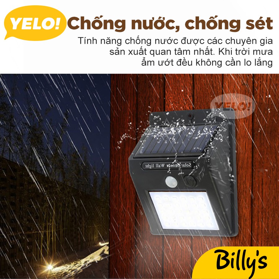 Billy's YELO！Đèn treo tường năng lượng mặt trời. Thích hợp sử dụng cho hộ gia đình treo trong vườn, hành lang