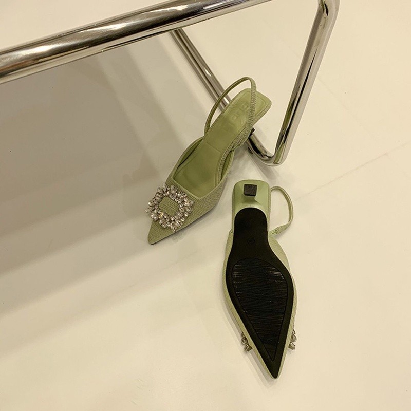 IELGY Giày Cao Gót Mũi Nhọn Đính Đá Thời Trang Dành Cho Nữ