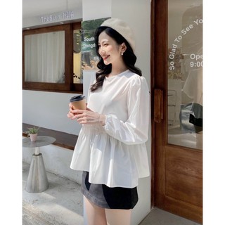 Áo peplum trắng 3 nơ sau ( giá sale)