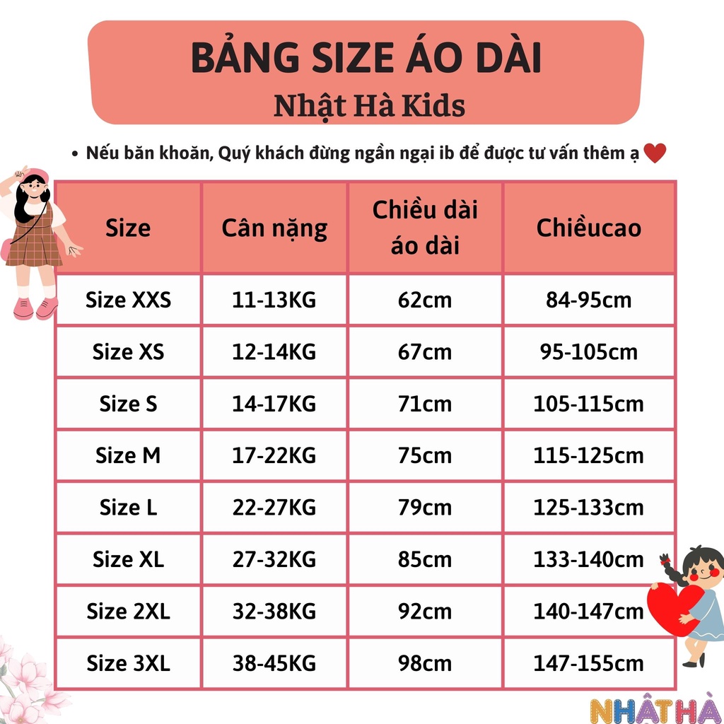 Áo dài cách tân bé gái SEN size đại từ 12-43kg tay bồng thêu hoa cho bé mặc tết