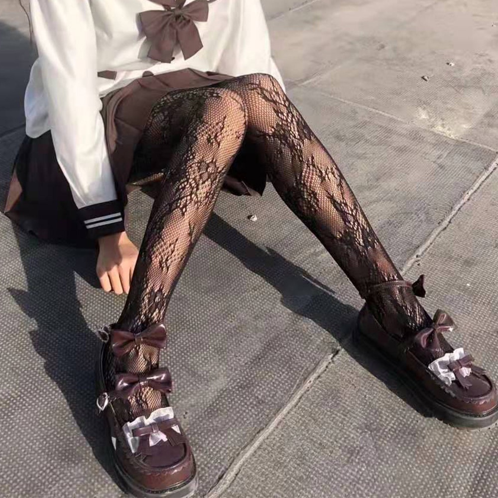 Quần tất ren hoa xuyên thấu phong cách lolita Nhật Bản cổ điển gợi cảm