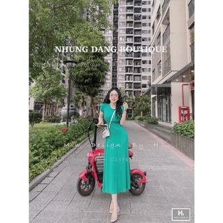 Váy body len tăm nữ dáng basic dài quá gối