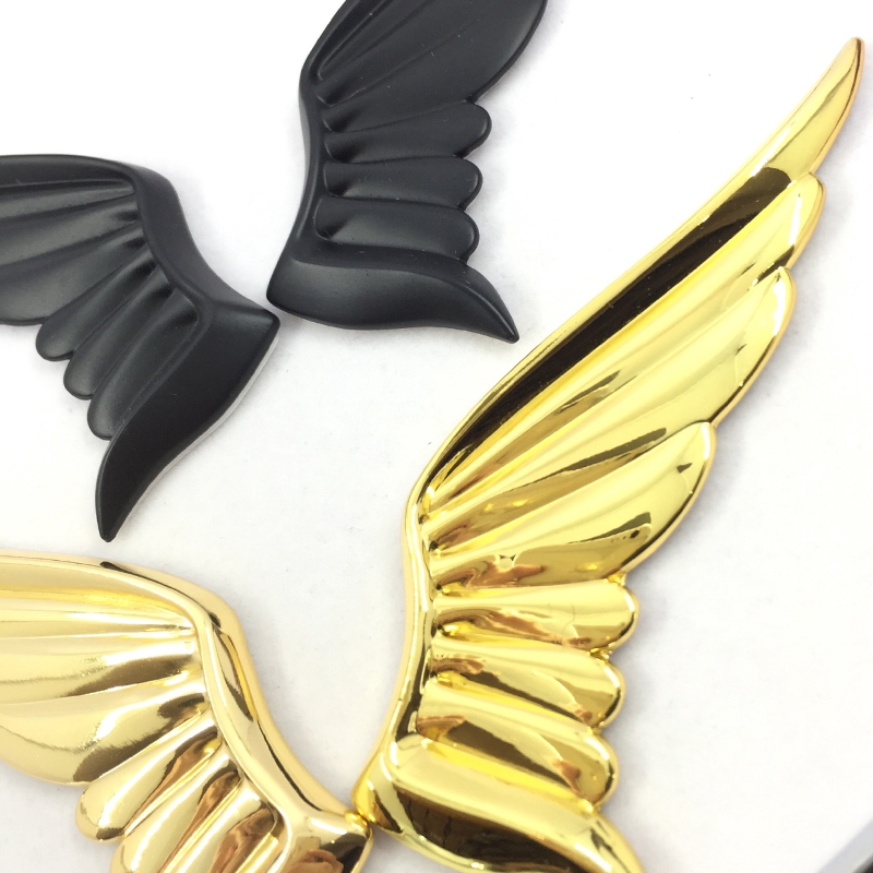 Miếng dán trang trí xe hơi hình đôi cánh thiên thần bằng kim loại nhiều màu tùy chọn