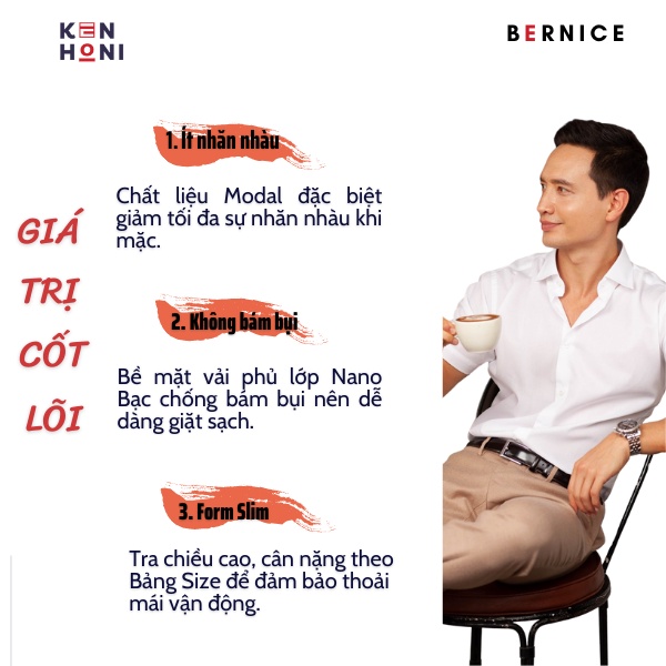 Áo Sơ Mi Trắng Nam Dài Tay Công Sở Form Hàn Không Nhăn KenHoni