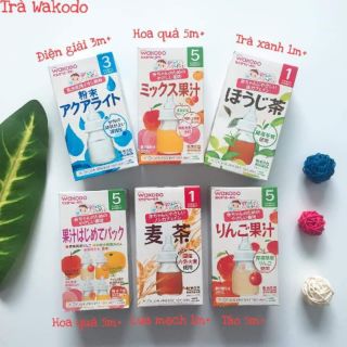 Trà Wakodo đủ vị ( Lúa mạch, Trà xanh, Điện giải, Hoa quả ) cho bé từ 1m+