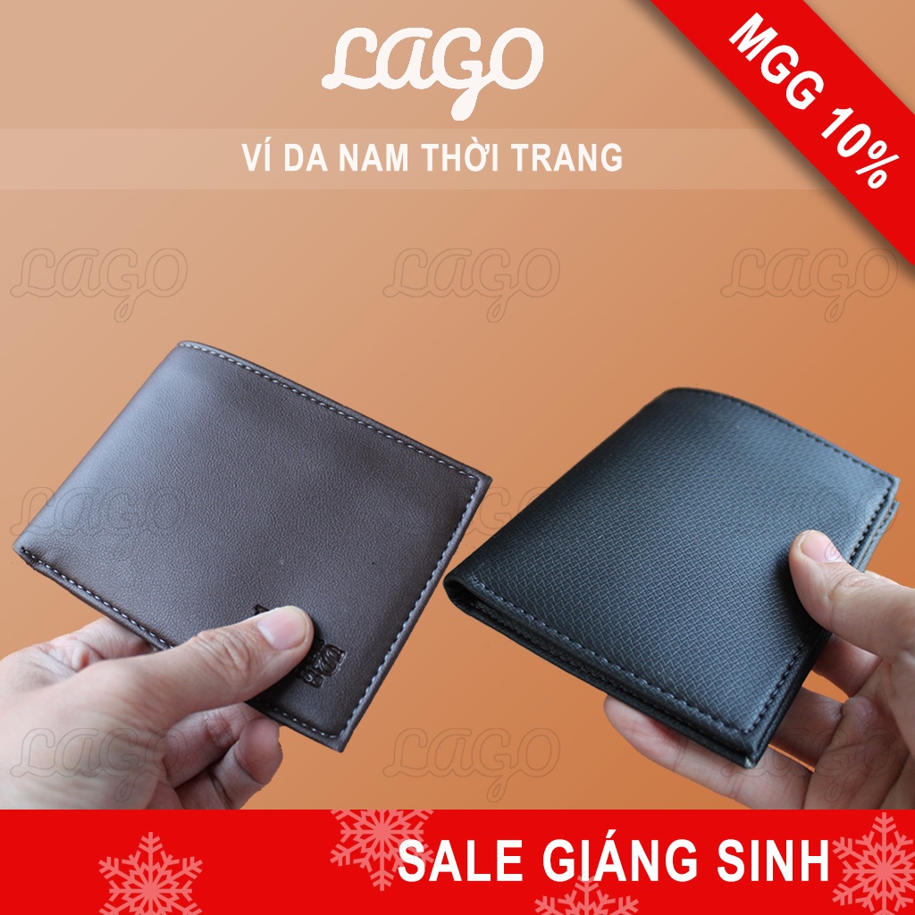 Ví da nam nhỏ gọn cao cấp thời trang dáng ngang và đứng LAGO bóp nam đứng mini, ví nam đẹp giá rẻ