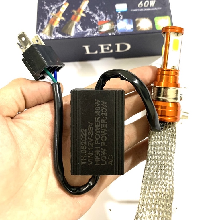 Đèn Pha Led 3 Tim Xe Máy CựcSáng Tản Nhiệt Đuôi Nhôm-CYT Chính Hãng 36W