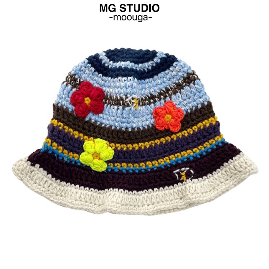 Nón xô MG STUDIO họa tiết hình hoa tự làm thủ công