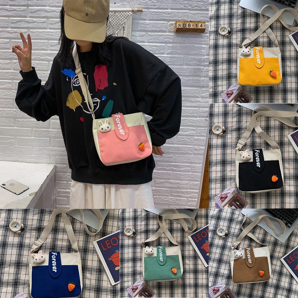 Túi Xách Canvas Đính Búp Bê Dễ Thương Thời Trang