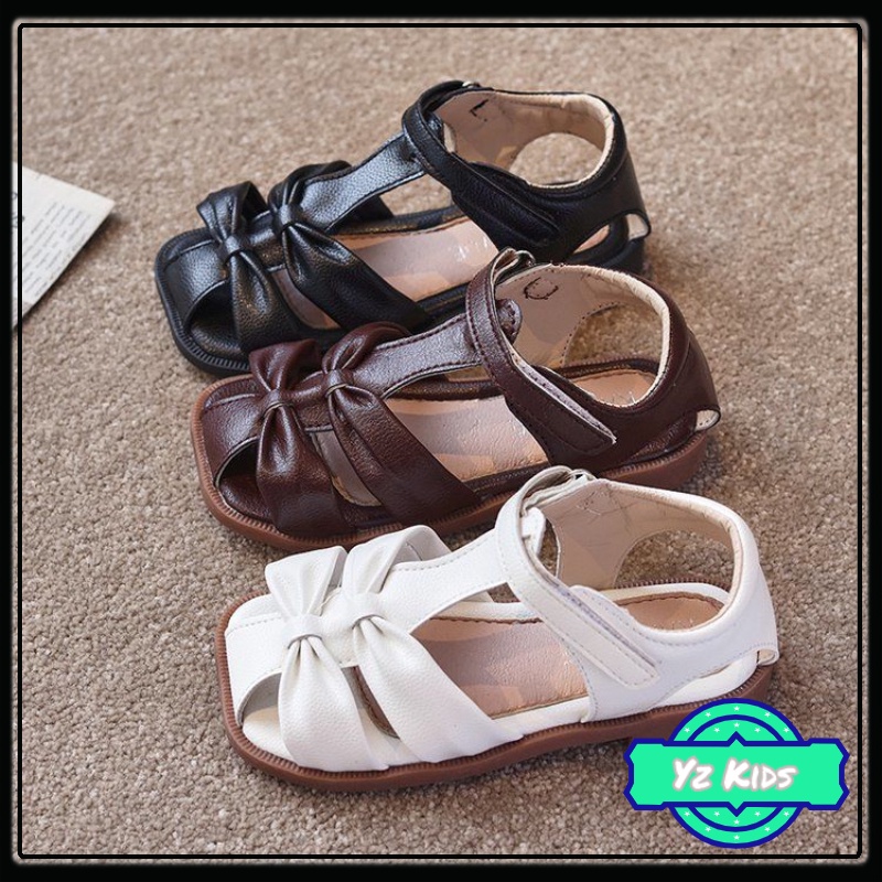 Giày sandal da PU đế mềm quai dán phong cách đáng yêu dành cho bé 1-6 tuổi