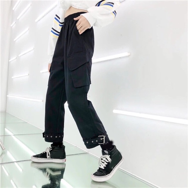 (CÓ SẴN đen ) Quần jogger khoá gấu ulzzang quin2611