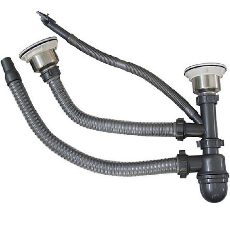 Bộ xả chậu đúc ống xả lớn - Xi phông bồn rửa chén inox 2 hộc, 2ngăn - Bộ xả chậu rửa bát bằng đá phi 110