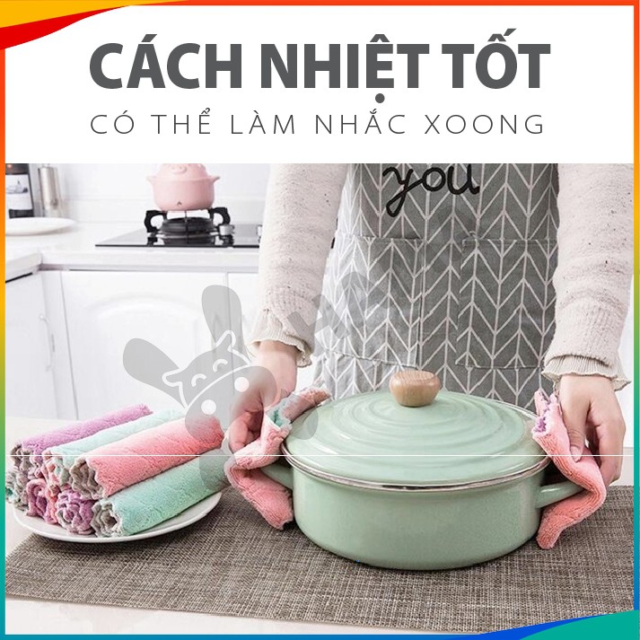 Khăn lau bếp HAMA, 24❌15 cm, khăn đa năng hai mặt, siêu mềm mịn | GD_NB_001