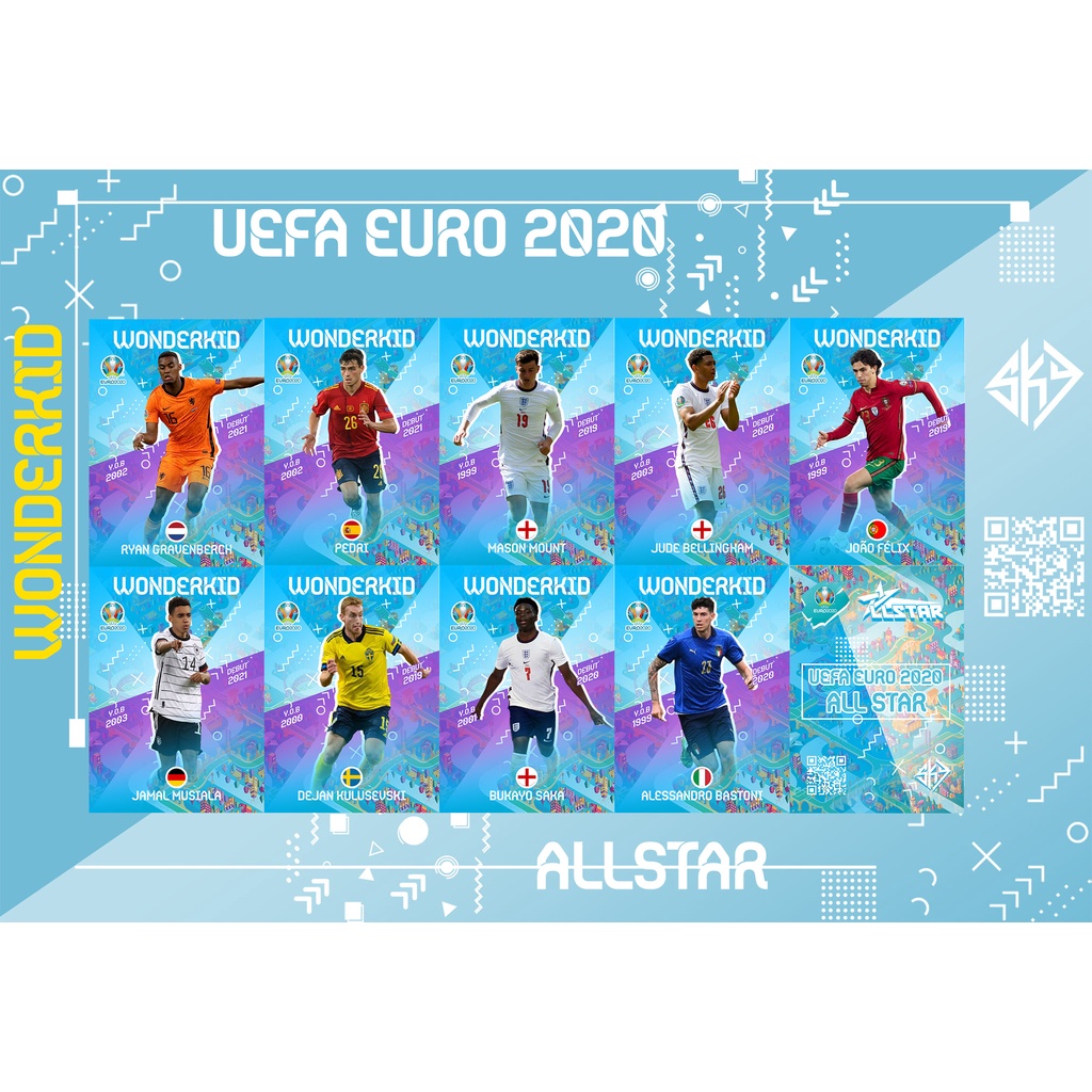 Thẻ SKY EURO 20 WONDERKID | Pedri Joao Felix Mason Mount Bellingham Bukayo Saka Gravenberch Kulusevski Bastoni Musiala