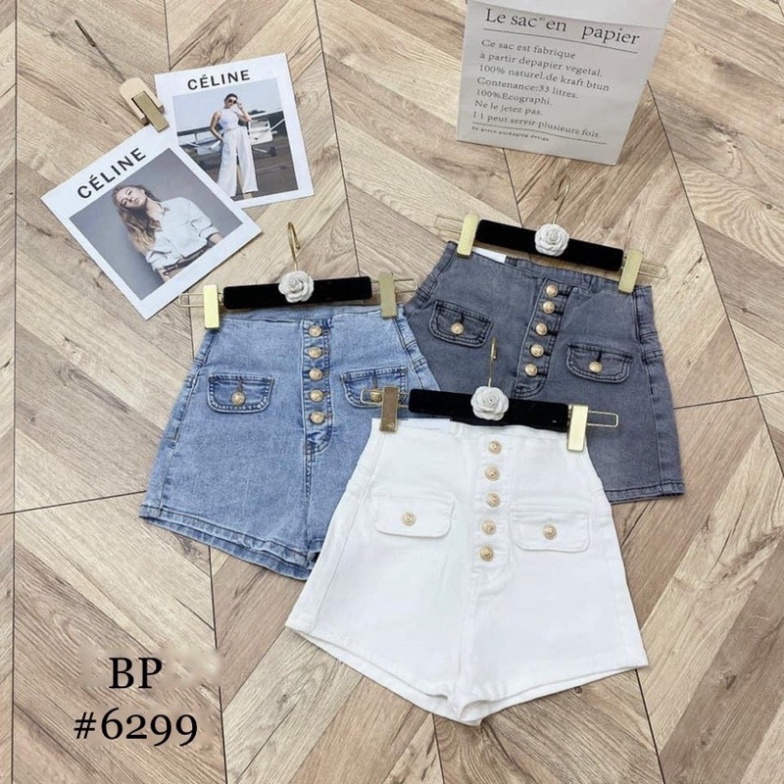 QUẦN SHORT JEANS NỮ CẠP SIÊU CAO TÚI NẮP QUẢNG CHÂU