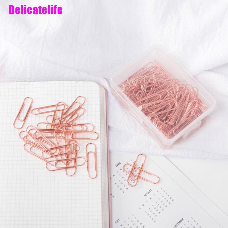 Hộp 120 kẹp giấy bằng kim loại màu vàng hồng sáng tạo