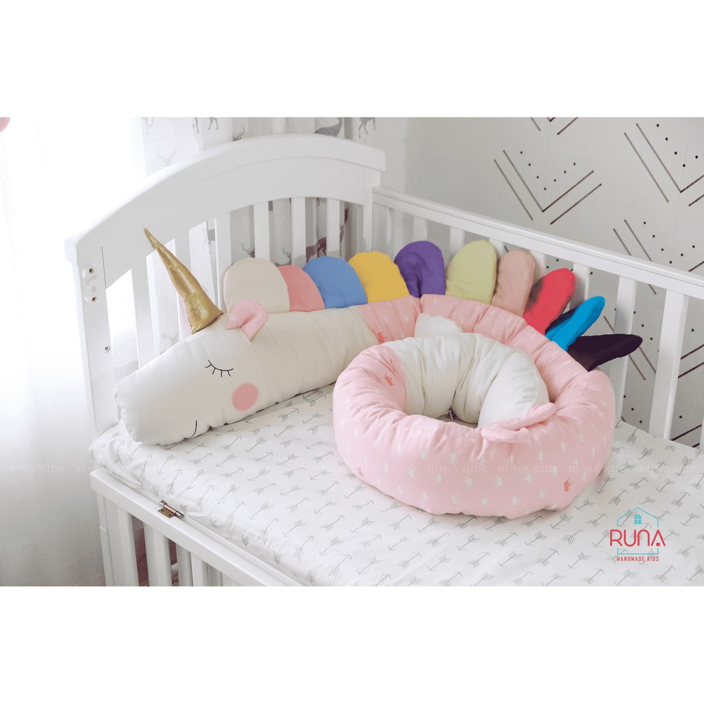 Quây cũi dài hình con thú cho bé RUNA KIDS chất liệu Cotton Hàn 100% cao cấp, bảo vệ an toàn giấc ngủ cho bé