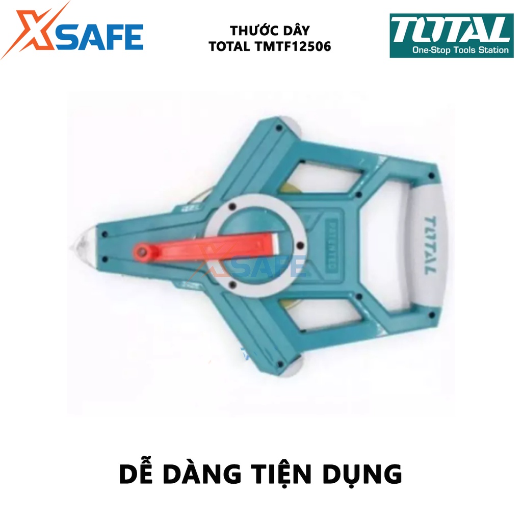 Thước dây làm bằng sợi thủy tinh TOTAL TMTF12506 Thước cuộn thủy tinh dài 50m, bề rộng lá thước 12.5mm - [XSAFE]