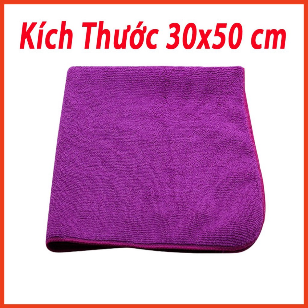 Khăn Lau Xe Hơi Ô TÔ - Khăn Lau Đa Năng Siêu Thấm Không Phai Màu Lau Siêu Sạch 30x50 cm