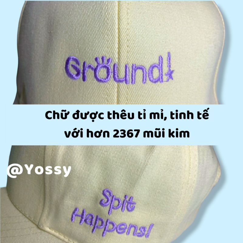 Mũ lưỡi trai nam nữ Yossy thêu chữ Ground phong cách Hàn Quốc ❤ Nón kết kaki unisex cao cấp