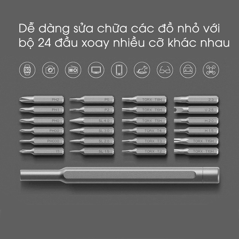Bộ tô vít đa năng mini 24 chi tiết, tiện dụng sửa chữa điện thoại, laptop