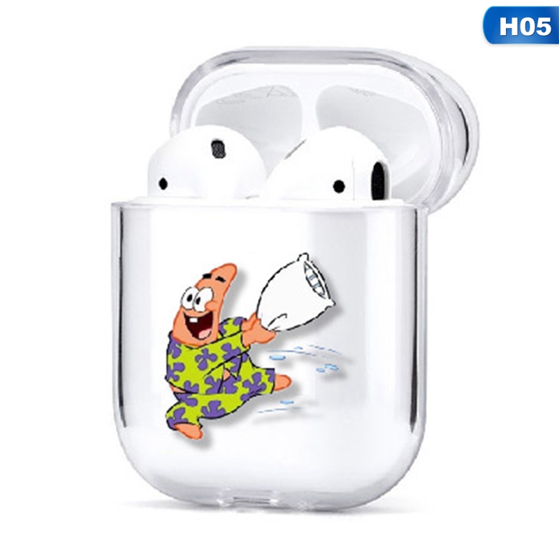 Vỏ Bảo Vệ Hộp Sạc Tai Nghe Airpods 1 / / 2 Bằng Pc Cứng Trong Suốt Họa Tiết Spongebob Patrick Ngôi Sao Dễ Thương