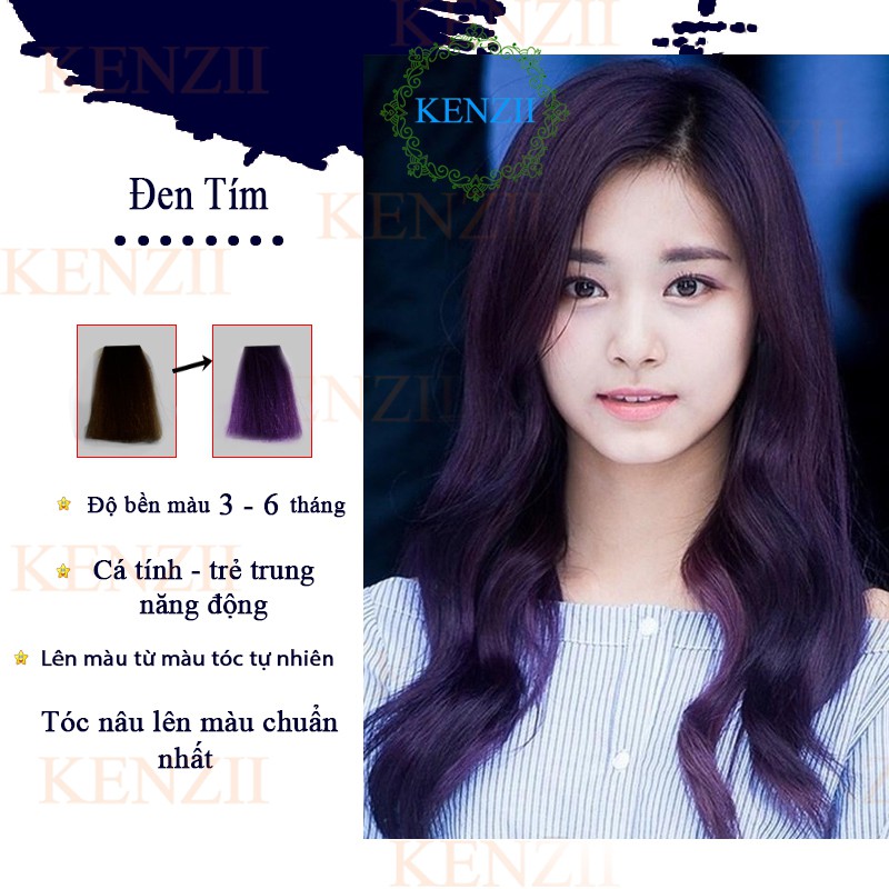 Thuốc Nhuộm Tóc Màu Đen Tím KENZII - Lên Từ Nền Tóc Đen - TẶNG TRỢ DƯỠNG
