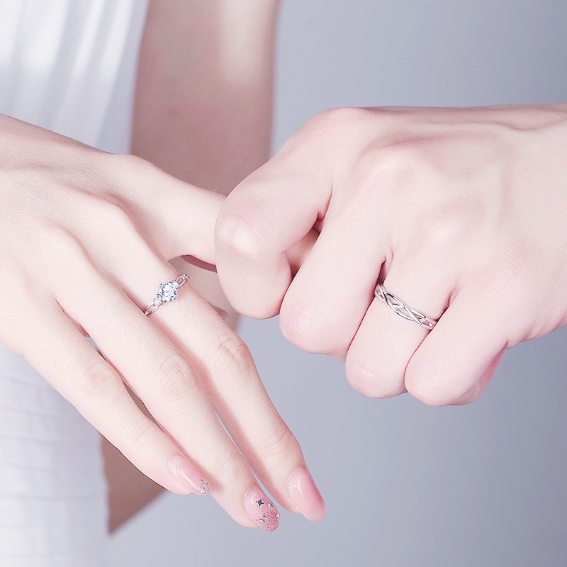 Nhẫn Đôi Bạc Dreamsilver Đính Kim Cương Moissanite Nhân Tạo Prince & Princess Đủ Giấy Kiểm Định ND018