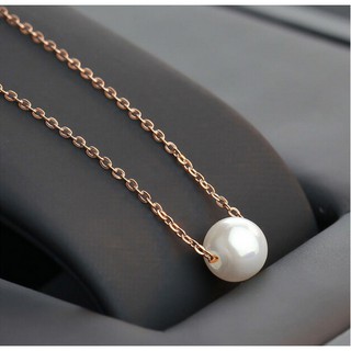 Dây vòng cổ titan mạ vàng 14k ngọc trai cao cấp