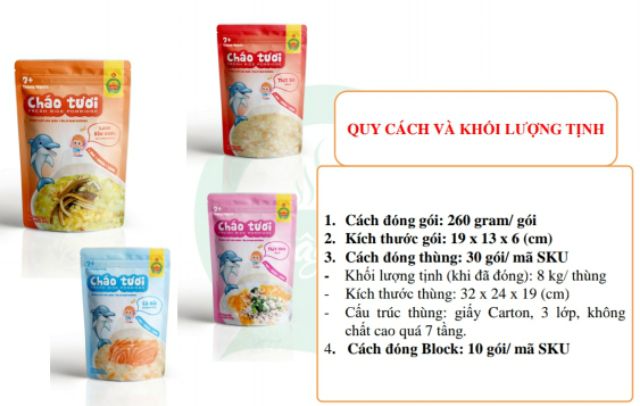 Combo 10 gói 10 vị cháo gói tươi Cây thị và Sài Gòn FOOD
