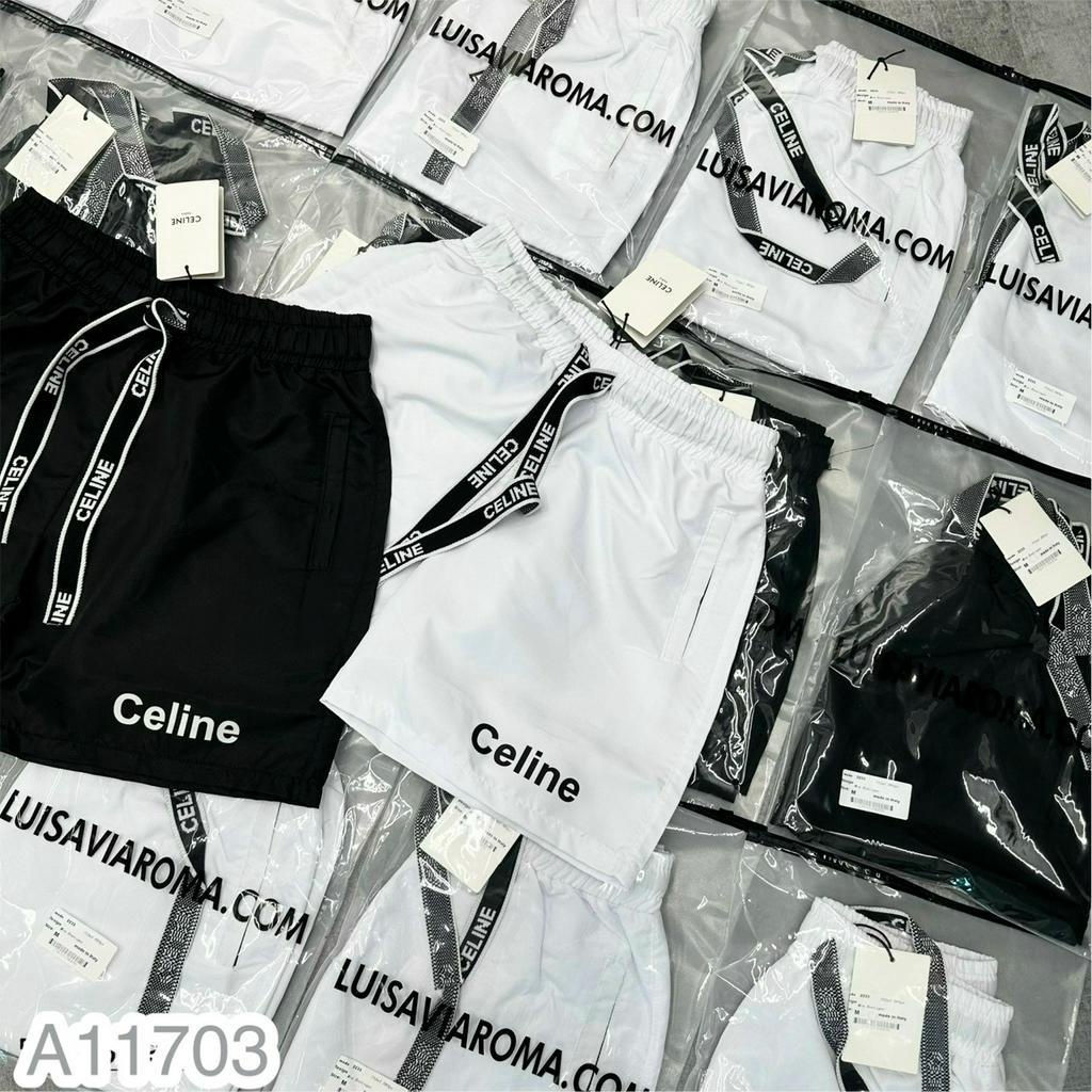Quần Đùi Gió Nam Nữ CELINE Logo Đơn Giản 2 Màu Đen Trắng Dễ Phối Đồ - Quần Đùi Gió Dành Cho Nam Nữ