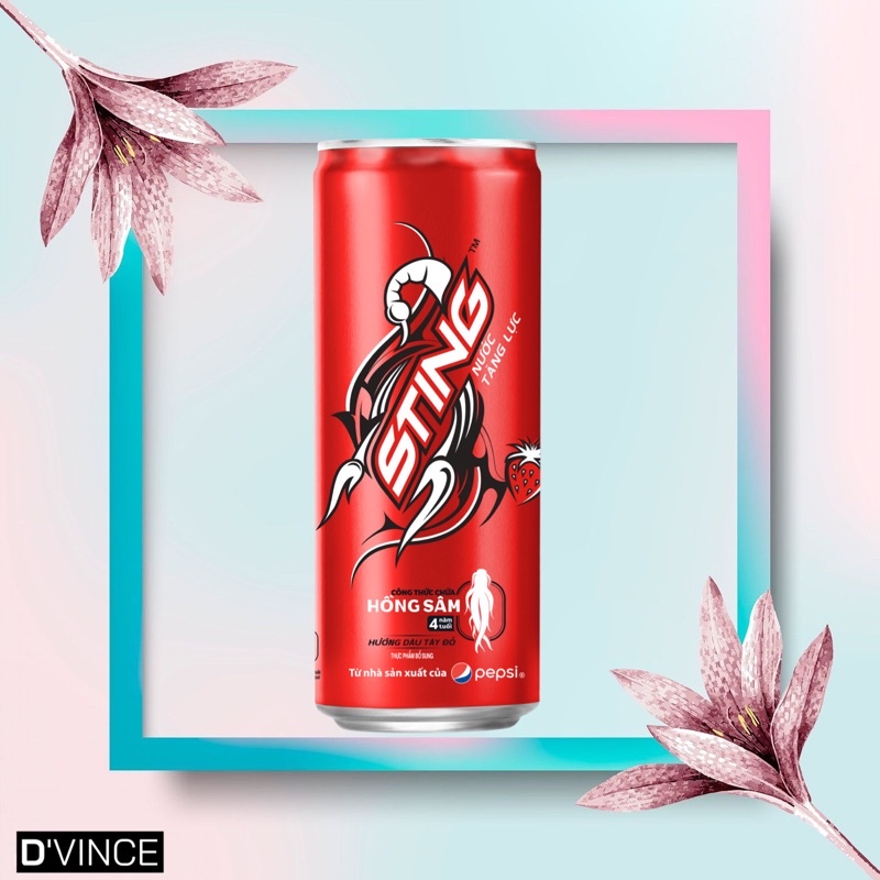 Lon nước tăng lực Sting dâu - 320ml/lon | Dvince Store