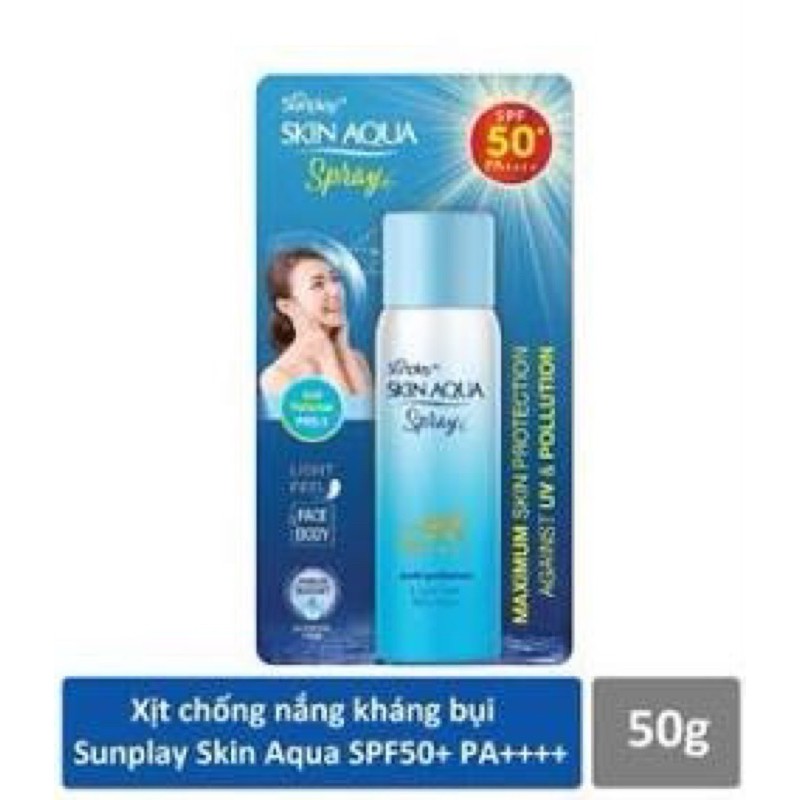 xịt chống nắng sunplay skin aqua spray..SPF50+PA++++ xịt cn kháng bụi. cấp nước khẩn cho da