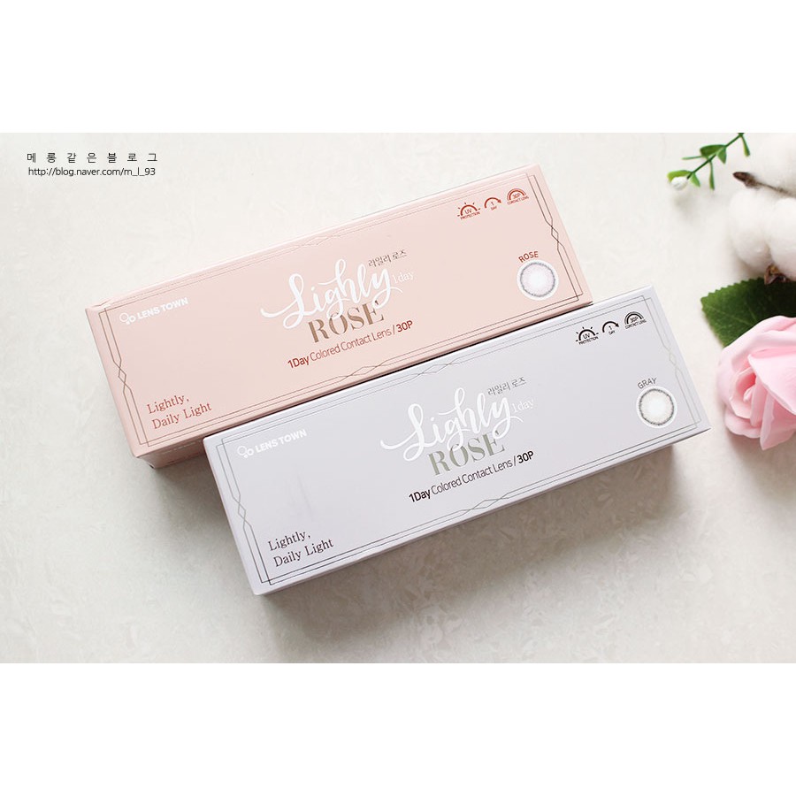 [Lens 1 Ngày] Áp Tròng LIGHLY ROSE PINK -  LENS TOWN KOREA Lens Ẩm Cao Giãn Nhẹ Tông Tự Nhiên, Phù Hợp Cho Mắt Nhạy Cảm