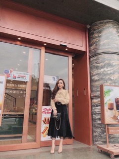 Chân váy xếp ly mặc 2 kiểu