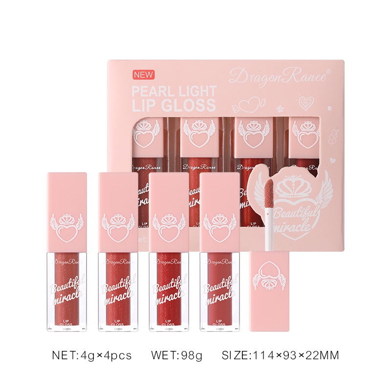 Set 4 Son Bóng Trong Suốt Dạng Lỏng Dưỡng Ẩm Tiện Lợi