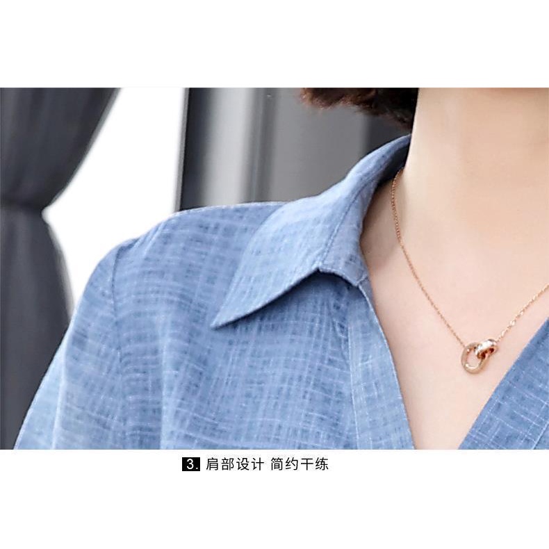 Áo Sơ Mi Vải Lanh Cotton Mỏng Dáng Rộng Che Khuyết Điểm Thời Trang Cho Nữ