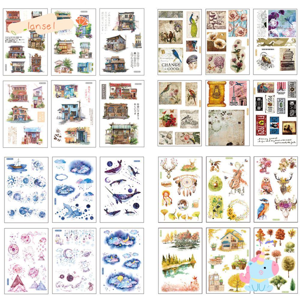 Set 6 Tờ Sticker Giấy Washi Hình Cá Voi Trang Trí Sổ Tay