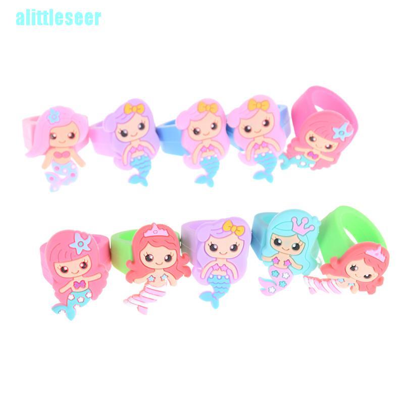 Set 5 Nhẫn Silicone Hình Nàng Tiên Cá Cho Bé