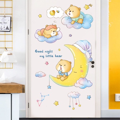 Decal dán tường Gấu ngồi trên cung trăng