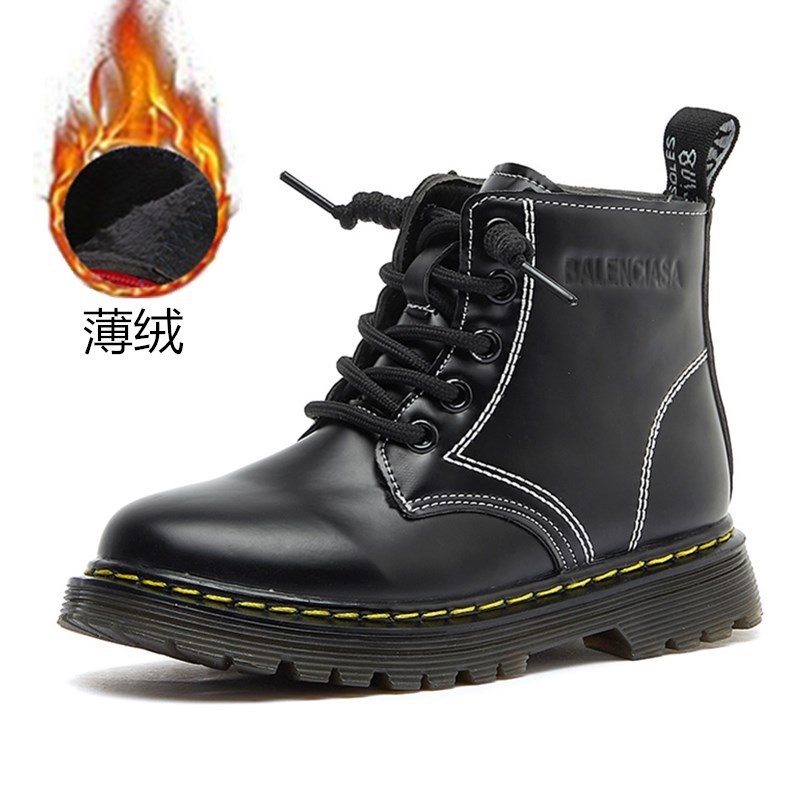 Boot trẻ em bé gái bé trai da mềm bóng đế êm nhẹ màu Đen size 27-37 cho bé 3-18 Tuổi Bốt thời trang phong cách 2022