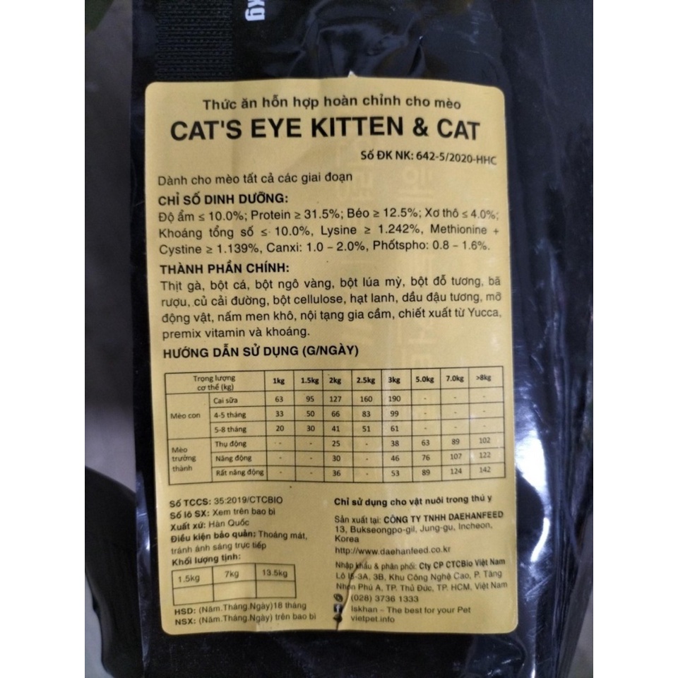 Combo Tiết Kiệm 5kg Cat Eye thức ăn hạt cho mèo hạt Cat's Eye | Cateye | Catseyes