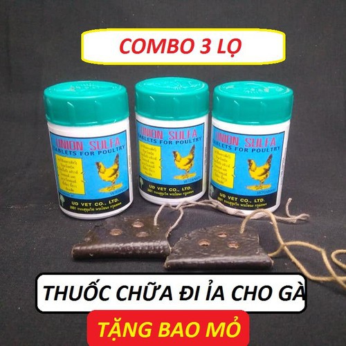 THUỐC GÀ ĐÁ -- [ COMBO 3 LỌ ] UNION SULFA THUỐC CHỮA ĐI PHÂN TRẮNG - PHÂN XANH CHO GÀ ĐÁ- TẶNG 1 ĐÔI BAO MỎ DA