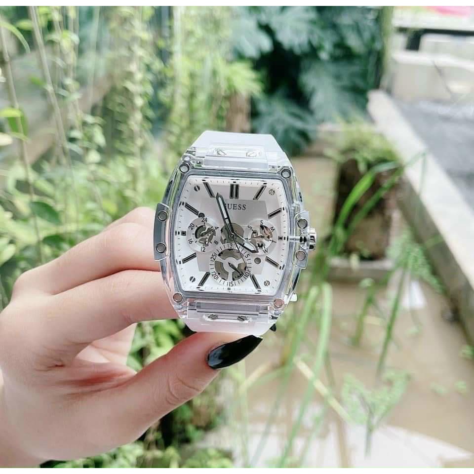 Đồng Hồ Nam Guess Silicone Multifunction Clear Pu GW0203G1